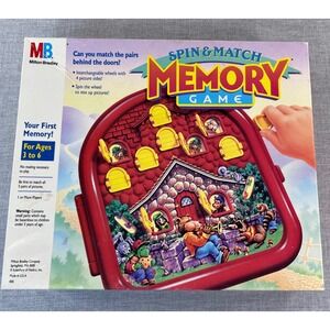 Vintage 1990 Milton Bradley Spin & Match Memory Game Red Plastic Unit 4110 90s